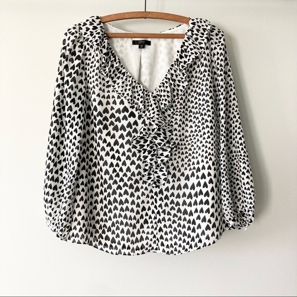 J Crew Ruffle-trim V-neck heart print‎ blouse - Picture 8 of 8